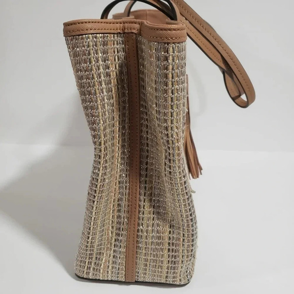 Calvin Klein Tote  Bag Brown/Tan With Floral Aplique - Picture 9 of 12